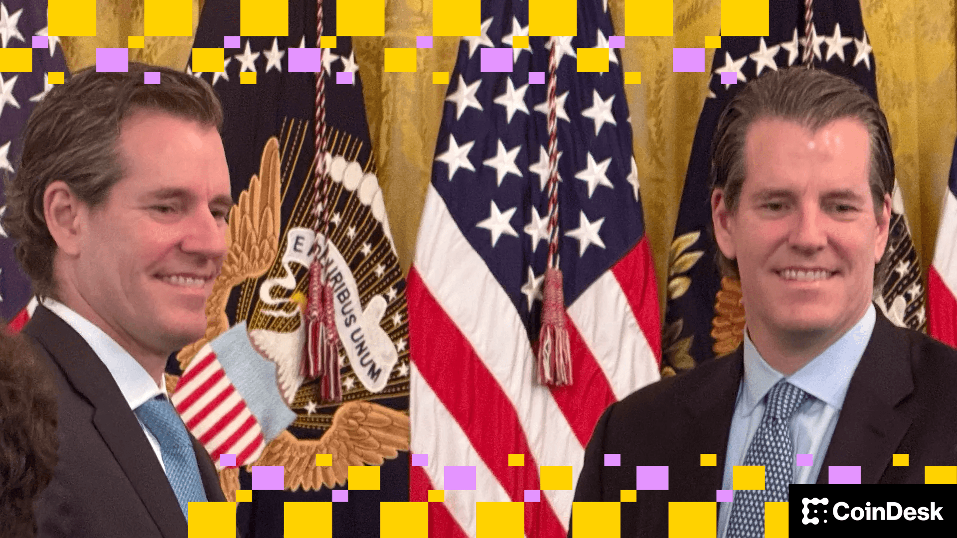 Cameron and Tyler Winklevoss at the White House on July 18, 2025. (Jesse Hamilton/CoinDesk) Cameron and Tyler Winklevoss at the White House on July 18, 2025. (Jesse Hamilton/CoinDesk)